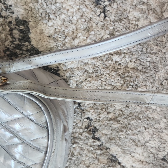 Vintage Gray Quilted Eel Skin Shoulder Bag - Picture 7 of 12